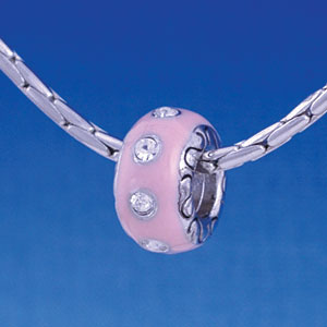 B1165 tlf - Large Spacer - Pink with Swarovski Crystals - Im. Rhodium Large Hold Beads (2 per package)