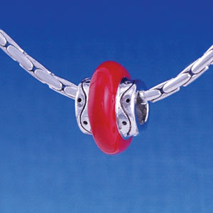 B1181 tlf - Large Spacer - Red Center - Im. Rhodium Large Hold Beads (6 per package)