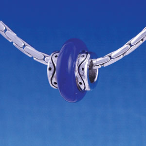 B1186 tlf - Large Spacer - Royal Blue Center - Im. Rhodium Large Hold Beads (6 per package)