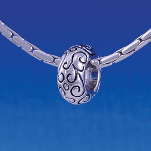 B1194 tlf - Large Spacer - Scroll Line Decorative - Im. Rhodium Large Hold Beads (6 per package)