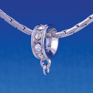 B1197 tlf - Clear Swarovski Crystal Rondelle with Loop - Im. Rhodium Large Hole Beads (6 per package)