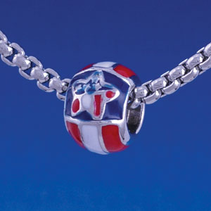 B1240 tlf - Red, White and Blue Star - Im. Rhodium Large Hole Beads (6 per package)