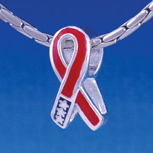 B1248 tlf - Patriotic Ribbon - Im. Rhodium Large Hole Beads (6 per package)