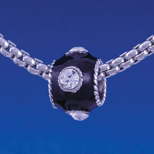 B1264 tlf - Black Enamel Band with 4 Swarovski Crystals - Im. Rhodium Large Hole Beads (6 per package)