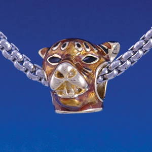 B1290 tlf - Tiger Head - Gold Large Hole Beads (6 per package)