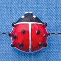 B1292 tlf - Translucent Red Ladybug - Silver Beads (2 per package)