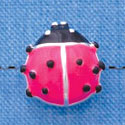 B1293 tlf - Hot Pink Ladybug - Silver Beads (2 per package)