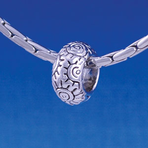 B1296 tlf - Antiqued Sun Pattern - Im. Rhodium Large Hold Bead (6 per package)