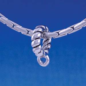 B1303 tlf - Twist Rope Charm Hanger - Im. Rhodium Large Hold Bead (6 per package)