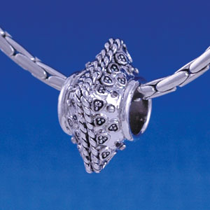 B1306 tlf - Large Fancy Sqaure with Rope Border - Im. Rhodium Plated Large Hole Bead  (6 per package)