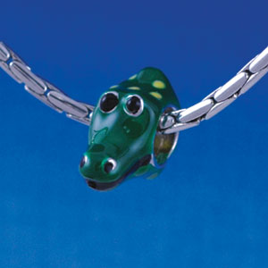 B1333 tlf - Enamel Alligator - Im. Rhodium Plated Large Hole Bead (6 per package)