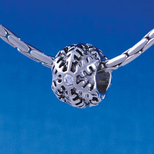 B1336 tlf - Snowflake with Swarovski Crystal - Im. Rhodium Plated Large Hole Bead (6 per package)