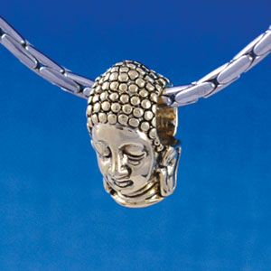 B1363 tlf - Buddha Head - Gold Plated Large Hole Beads (6 per package)
