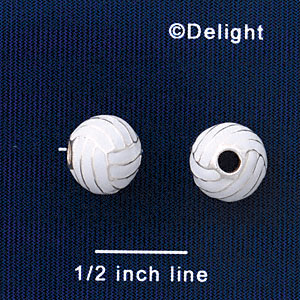 B1420 tlf - 10mm Volleyball - Silver Plated Bead (6 per package)