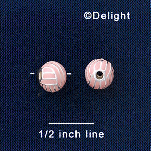 B1423 tlf - 8mm Pink Volleyball/Water Polo - Silver Plated Bead (6 per package)