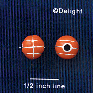 B1430 tlf - 10mm Basketball - Silver Plated Bead (6 per package)