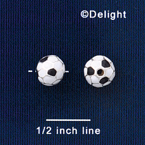 B1433 tlf - 8mm Soccer ball - Silver Plated Bead (6 per package)