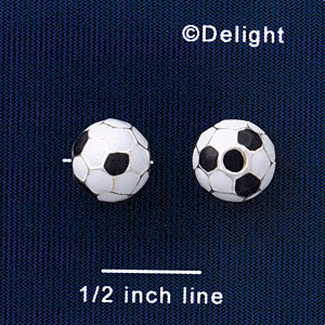 B1434 tlf - 10mm Soccer ball - Silver Plated Bead (6 per package)