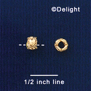 B1444 tlf - 6mm Mini Hearts Band - 2.5mm Hole - Gold Plated Bead (6 per package)