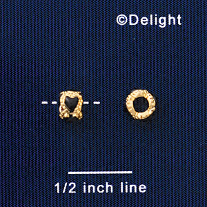 B1446 tlf - 6mm Mini Black Hearts Band - 2.5mm Hole - Gold Plated Bead (6 per package)