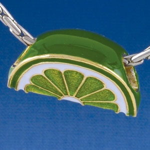 B1461 tlf - Large Lime Slice - Gold Plated Large Hole Bead (2 per package)