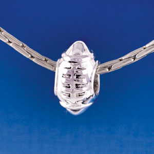 B1475 tlf - Silver Football - Im. Rhodium  Plated Large Hole Bead (6 per package)