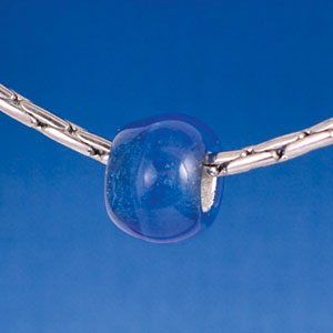 B1489 tlf - 12mm Capri Blue Roller Bead with Silver Lining - Glass Large Hole Bead (6 per package)