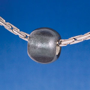 B1490 tlf - 12mm Grey/Blue Roller Bead with Silver Lining - Glass Large Hole Bead (6 per package)