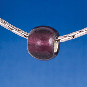 B1491 tlf - 12mm Amethyst Roller Bead with Silver Lining - Glass Large Hole Bead (6 per package)