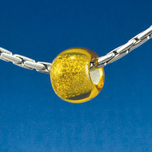 B1492 tlf - 12mm Gold Roller Bead with Silver Lining - Glass Large Hole Bead (6 per package)
