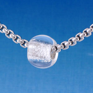 B1493 tlf - 12mm Clear Roller Bead with Silver Lining - Glass Large Hole Bead (6 per package)