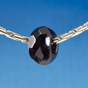 B1497 tlf - 12mm Faceted Black - Glass Large Hole Bead (6 per package)