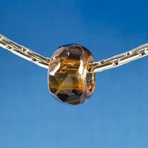 B1505 tlf - 12mm Faceted Smokey Quartz - Glass Large Hole Bead (6 per package)