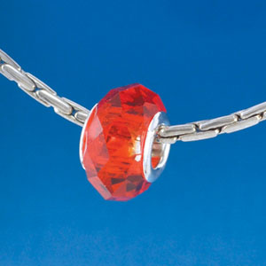 B1506 tlf - Red Faceted - Glass Large Hole Bead (6 per package)