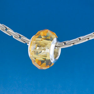 B1508 tlf - Light Topaz/Yellow Faceted - Glass Large Hole Bead (6 per package)
