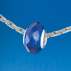 B1511 tlf - Sapphire Blue Faceted - Glass Large Hole Bead (6 per package)