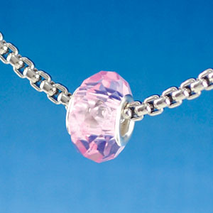 B1516 tlf - Pink Faceted - Glass Large Hole Bead (6 per package)