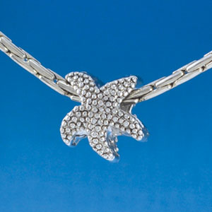 B1524 tlf - Starfish - Im. Rhodium Plated Large Hole Bead (6 per package)