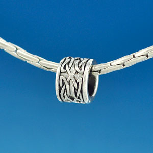 B1531 tlf - Silver Celtic Knot Band - Im. Rhodium Plated Large Hole Bead (6 per package)