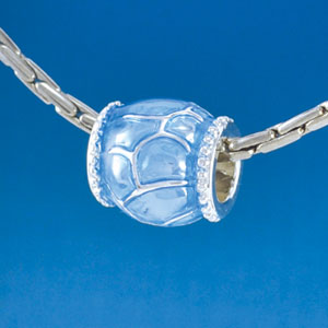 B1549 tlf - Translucent Blue Giraffe Animal Print - Silver Plated Large Hole Bead (2 per package)