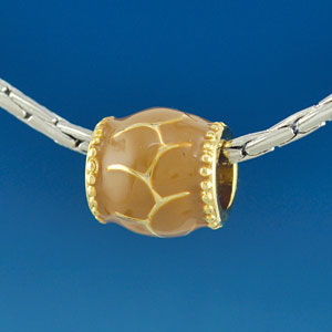B1557 tlf - Tan Giraffe Animal Print - Gold Plated Large Hole Bead (2 per package)