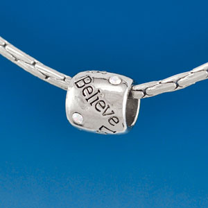 B1625 tlf - Love, Hope, Faith, Believe with AB Swarovski Crystal - Im. Rhodium Plated Large Hole Bead (6 per package)