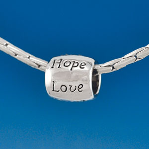 B1627 tlf - Love, Faith, Pray, Peace, Joy, Hope - Im. Rhodium Plated Large Hole Bead (6 per package)