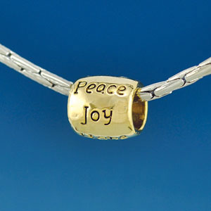 B1628 tlf - Love, Faith, Pray, Peace, Joy, Hope - Gold Plated Large Hole Bead (6 per package)