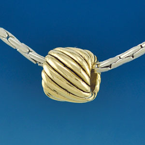 B1635 tlf - Wide Diagonal Cable - Gold Plated Large Hole Bead (2 per package)