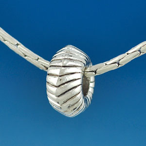 B1640 tlf - Large Angled Rope - Im. Rhodium Plated Large Hole Bead (6 per package)