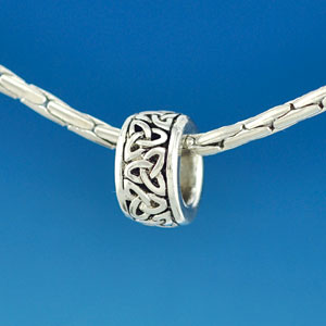 B1642 tlf - Celtic Knot Trinity Band - Im. Rhodium Plated Large Hole Bead (6 per package)