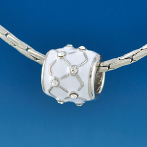 B1646 tlf - White Weave with Clear Swarovski Crystals - Im. Rhodium Plated Large Hole Bead (2 per package)