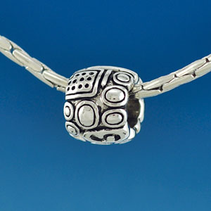 B1650 tlf - Fancy Geometric Pattern - Im. Rhodium Plated Large Hole Bead (6 per package)