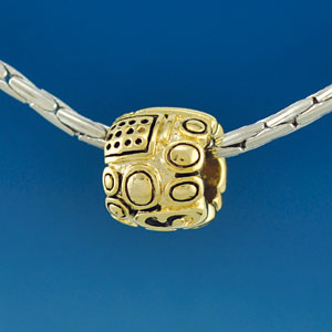 B1651 - Fancy Geometric Pattern - Gold Plated Large Hole Bead (2 per package)